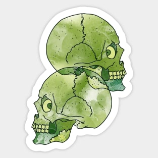 Two green skulls Sticker